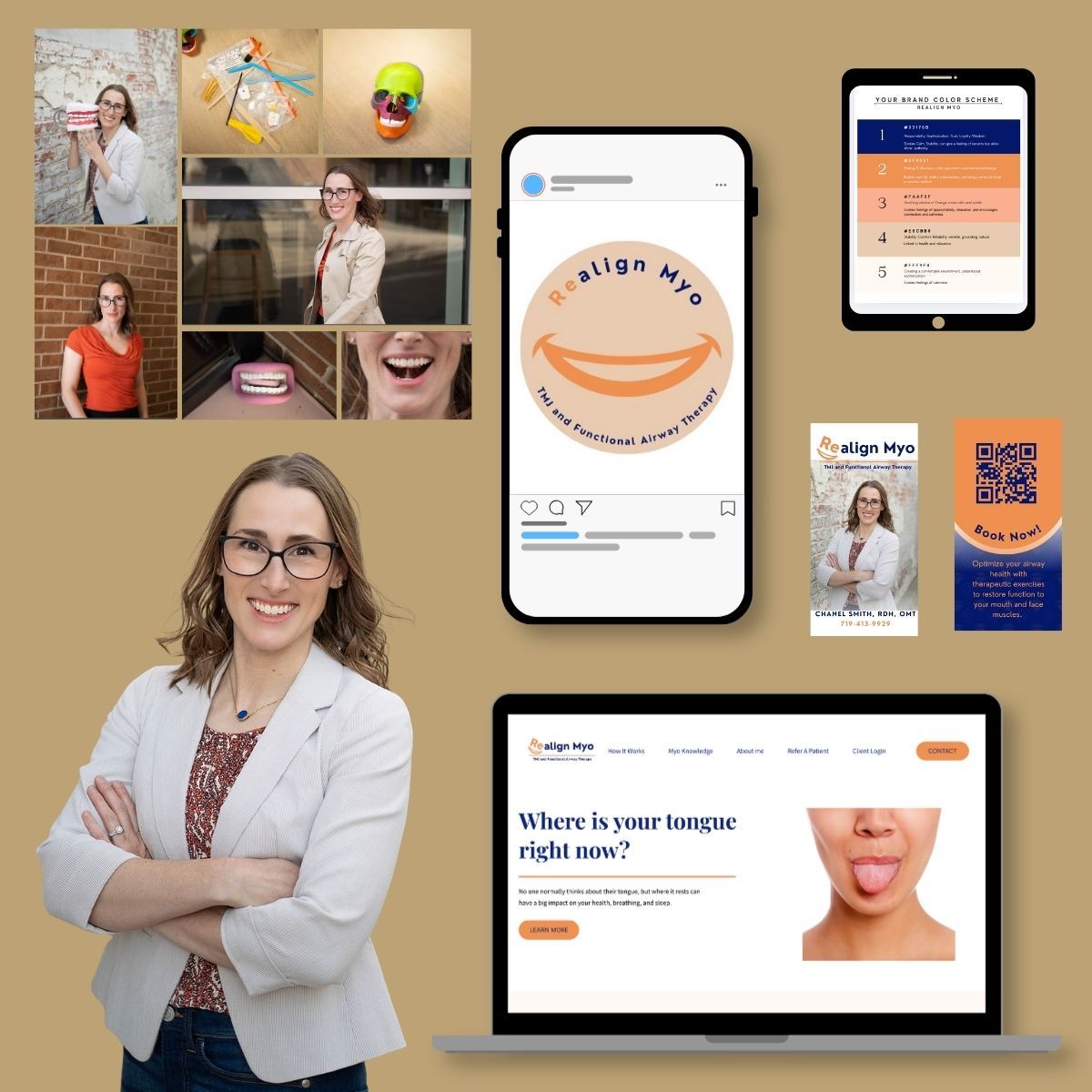 Personal branding photography and cohesive brand identity design for a Colorado Springs business owner