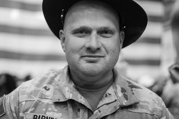 Portrait of a service member after returning home from deployment